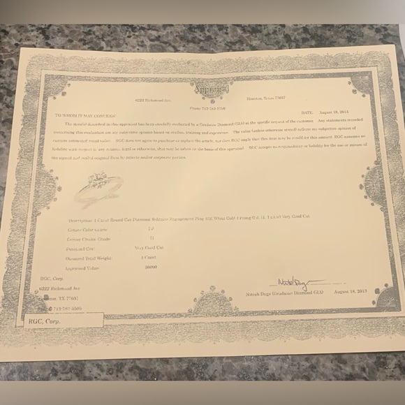 DIAMOND Engagement Ring. Natural 1.01 carat. White gold band - Picture 7 of 8